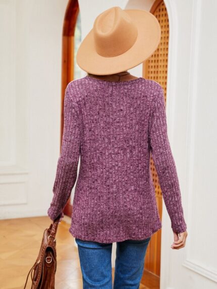 Wholesale Lace Panel Long Sleeve Casual Top