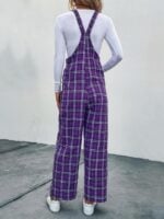 Wholesale Plaid Casual Wide Leg Pants Overalls