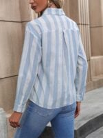 Wholesale Simple Striped Lapel Button Shirt