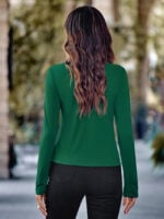 Wholesale Slant Collar Slim Long Sleeve Top