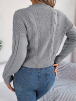 Wholesale Solid Color Button Twist Long Sleeve Sweater