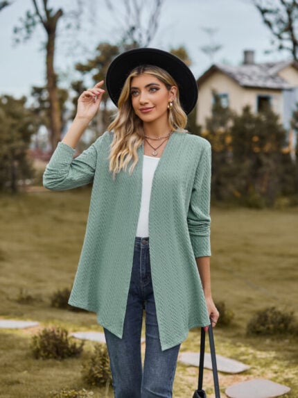 Wholesale Solid Color Long Sleeve Loose Cardigan