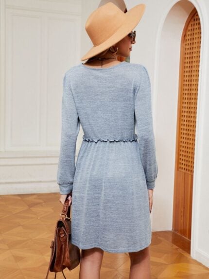 Wholesale Solid Color Square Neck Casual Dress