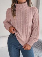 Wholesale Solid Color Twist Long Sleeve Turtleneck Sweater