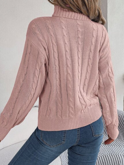 Wholesale Solid Color Twist Long Sleeve Turtleneck Sweater