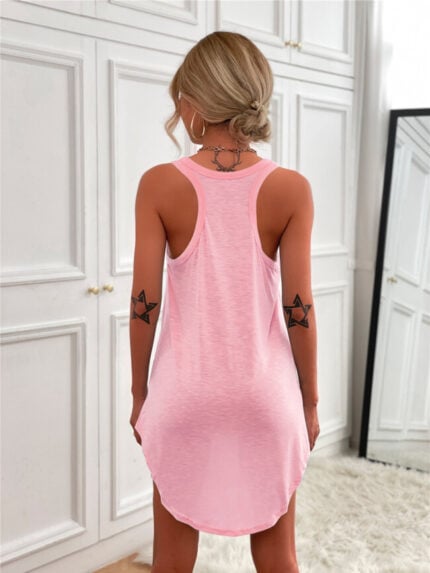 Wholesale Solid Color U-Neck Sleeveless Dress