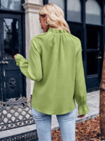 Wholesale Solid color ruffle sleeve slim trendy top