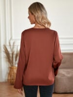 Wholesale V-neck Casual Solid Color Blouse