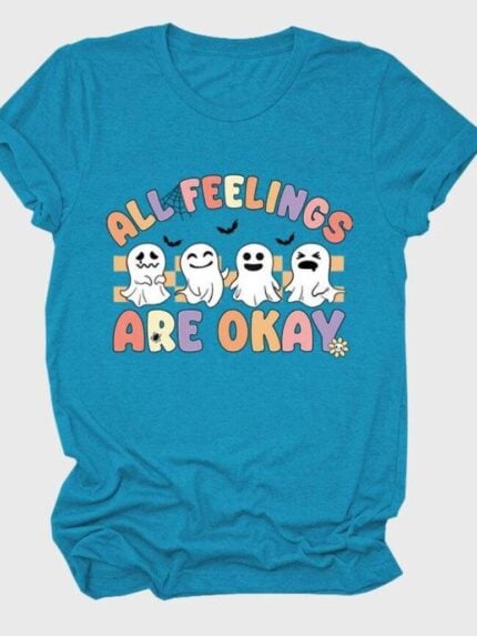 Wholesale halloween all feelings are okay Print T-shirt