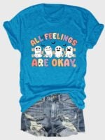 Wholesale halloween all feelings are okay Print T-shirt