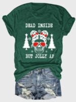 Wholesale halloween dead inside but jolly af Print short sleeve T-shirt