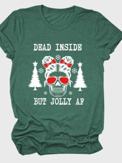 Wholesale halloween dead inside but jolly af Print short sleeve T-shirt