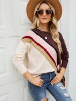 Wholesale striped color block sweater