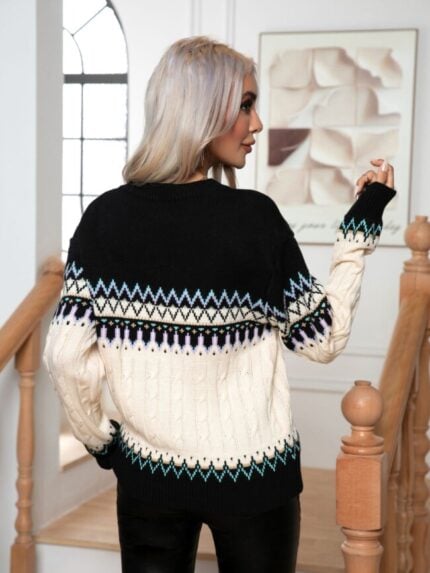 Wholesale Cable twist vintage long-sleeved knit top