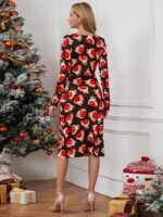 Wholesale Christmas v-neck wrap long sleeve bodycon dress