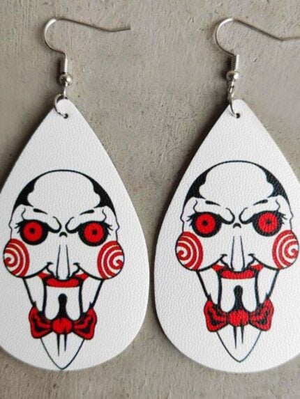 Wholesale Halloween clown pattern PU earrings