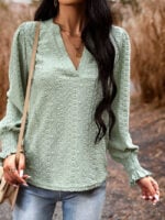 Wholesale Hollow Long sleeve V-neck top