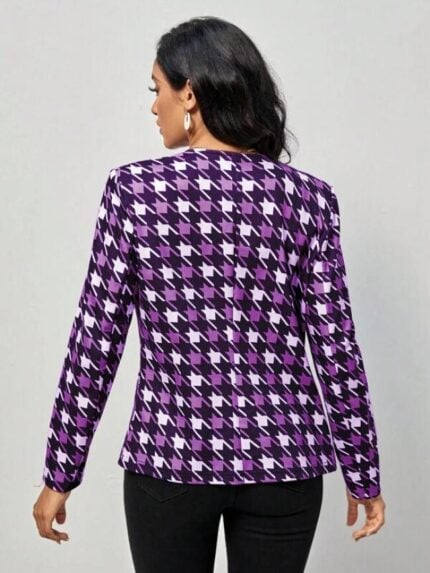 Wholesale Open Front Houndstooth Blazer