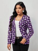 Wholesale Open Front Houndstooth Blazer