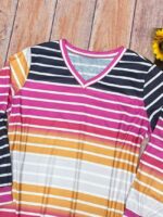 Wholesale Plus Striped Colorblock Long Sleeve Pullover Sweatshirt