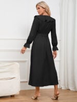 Wholesale Solid Color Ruffle Elegant long sleeve Dress