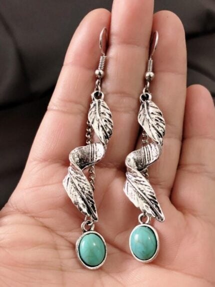 Wholesale Spiral Leaf Turquoise Earrings