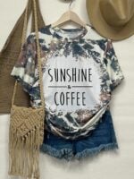 Wholesale Tie dye coffee print short sleeve top