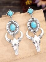 Wholesale Western cowboy turquoise bull head earrings