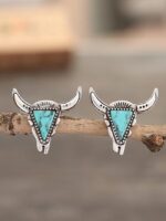 Wholesale Western style cow head turquoise earrings