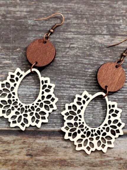 Wholesale bohemian hollow wooden earrings