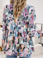 Wholesale chiffon printed ruffle hem shirt