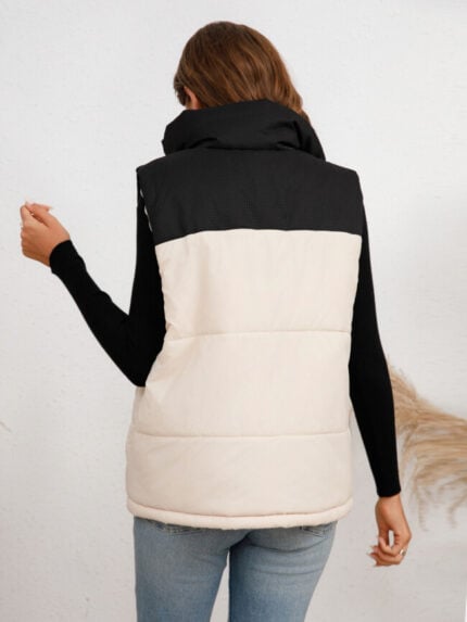 Wholesale color block Zipper Vest Puffer Coat