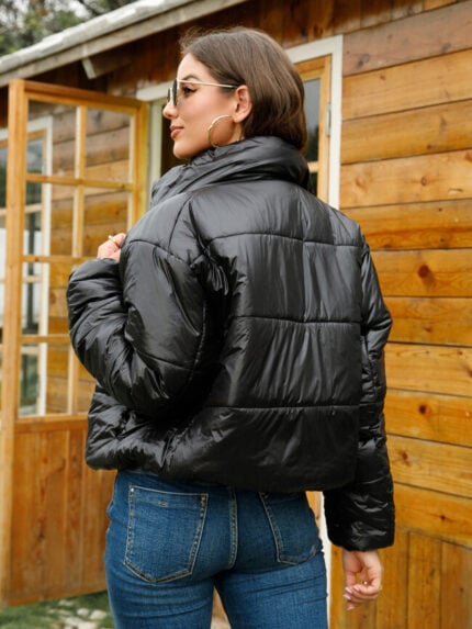 Wholesale drop shoulder zip up Puffer jacket