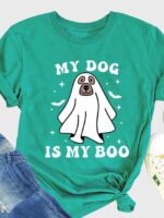 Wholesale halloween MY DOG IS MY BOOPrint Short Sleeve T-shirt