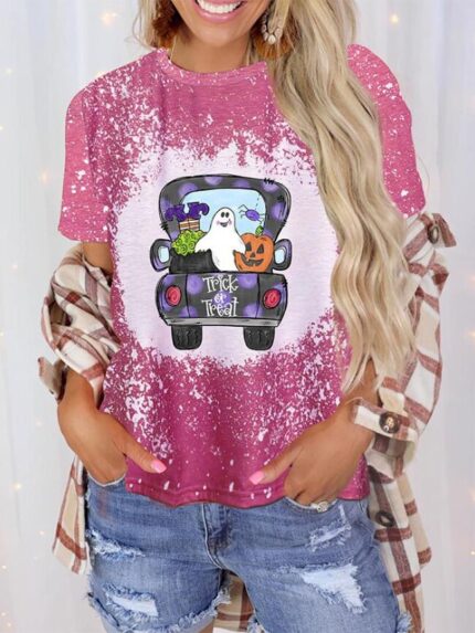 Wholesale halloween car print short sleeve top