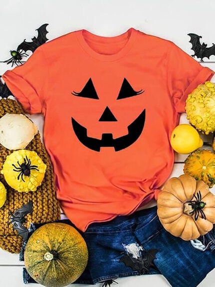 Wholesale halloween graphic Print Short Sleeve T-shirt