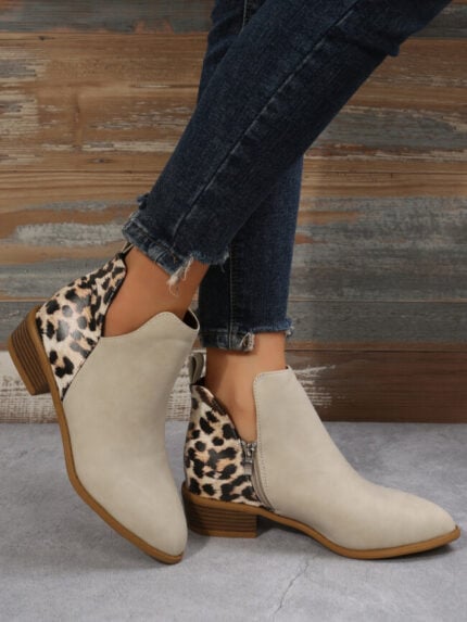 Wholesale leopard side zip Martin boots