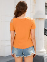 Wholesale off shoulder button front round neck top