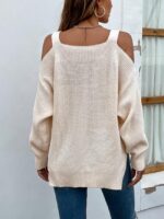 Wholesale off-shoulder split hem knit top