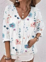 Wholesale print single button chiffon shirt