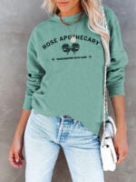 Wholesale rose apothecary letter print long sleeve top