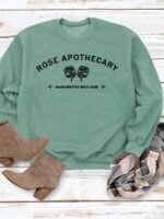 Wholesale rose apothecary letter print long sleeve top