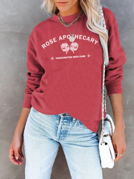 Wholesale rose apothecary letter print top