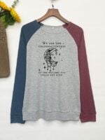 Wholesale round neck color block graphic long sleeve top