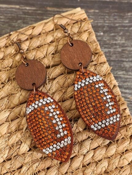 Wholesale rugby rhinestone patchwork earrings