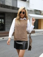 Wholesale solid round neck slim sweater vest