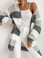 Wholesale stripe pattern long cardigan