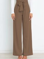 Wholesale tie high waist wide leg pants