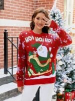 wholesale Christmas Santa Claus Pattern Drop Shoulder Sweater