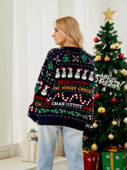 wholesale Christmas tree Pattern Drop Shoulder Sweater